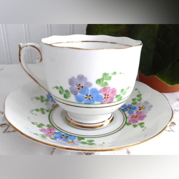 Roslyn Bone China Other - Art Deco Hand Painted China Teacup Set